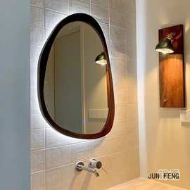 美式复古浴室镜法式卫生间镜子异形化妆镜梳妆镜梳妆中古壁挂智能