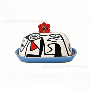 Abstract pop style ceramic butter plate foreign trade cross-border export custom full flower butter plate butter saver