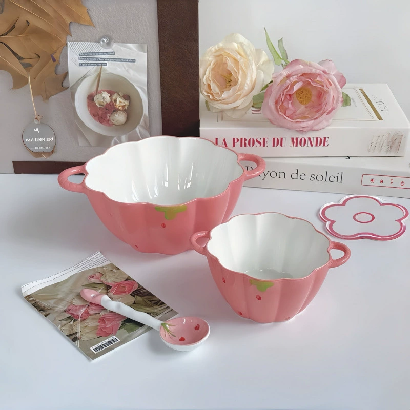 Керамический набор Strawberry, фуксия, изысканная посуда, новая коллекция