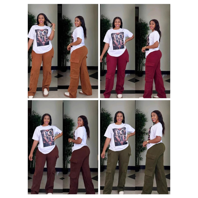 Stocks2025 Ready-To-Ship Casual Fashion Simple Loose Pants with Multiple Pockets Two-Piece Set Trendy Fashion Versatile Stocks2025 Ready-To-Ship Casual Fashion Simple Loose Pants with Multiple Pockets Two-Piece Set Trendy Fashion Versatile