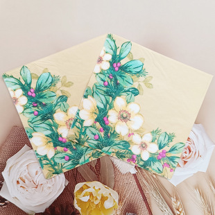 Factory supply colorful creative theme happy birthday printed napkins flowers and plants holiday napkins
