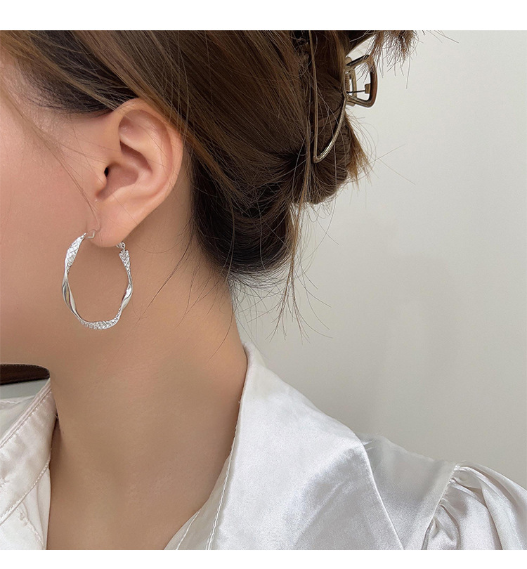 Linglang S925 Sterling Silver Earrings Trendy Earrings for Women Large Silver Hypoallergenic Hoop Earrings