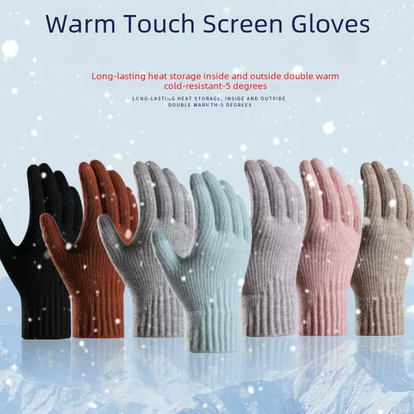 New Winter Velvet Thickened Warm Knitted Gloves for Women Alpaca Velvet Fit Soft Outdoor Touch Screen Gloves Manufacturer