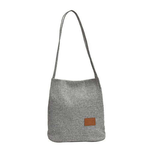 Women's Handbag Western and Eastern Fashion Linen Fabric Simple Solid Color Casual Bucket Bag Single Shoulder Bag