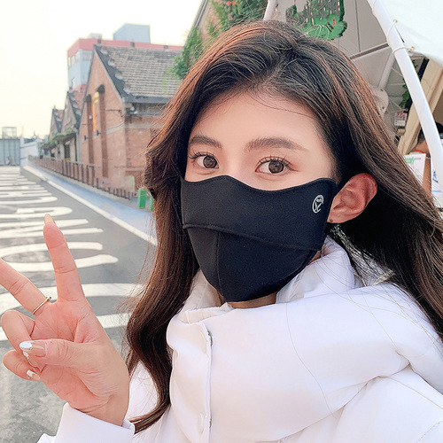 5d three-dimensional cloud-sensing plus velvet warm mask to protect eye corners for women, fishbone, makeup-free, cold-proof cycling windproof mask for autumn and winter