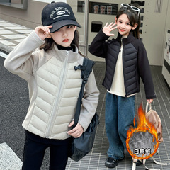 子供用ライトダウンジャケットライナー学生服アーティファクト2025男の子暖かいインナー中型および大型子供用女の子冬トップス