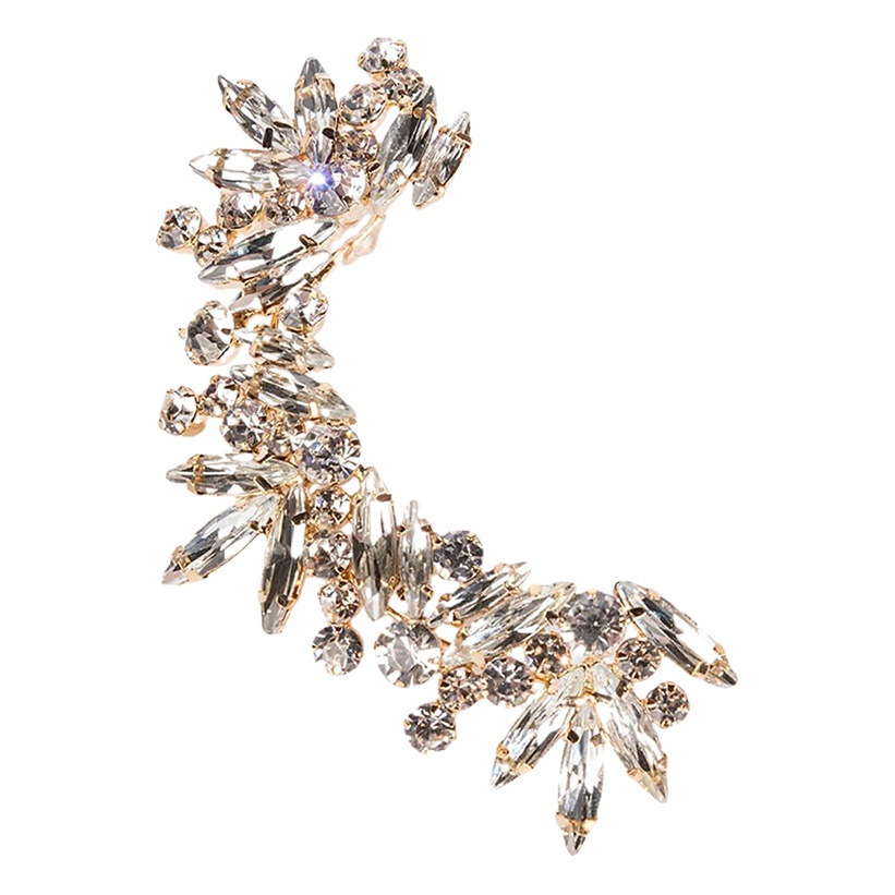 European and American style ear hanging earrings high-grade non-pierced rhinestone ear clip simple fashion irregular niche all-match jewelry