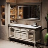 Американский светлый роскошный напольный шкаф для ванной комнаты, французская ретро-умывальник, раковина для ванной комнаты, шкаф для раковины