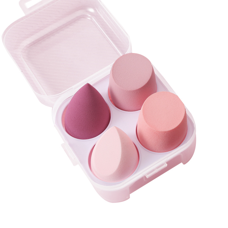 Huevo de maquillaje seco y húmedo de doble uso esponja huevo OPP bolsas 4 cuadrículas huevo de maquillaje en caja no comer polvo de maquillaje huevo polvo fábrica
