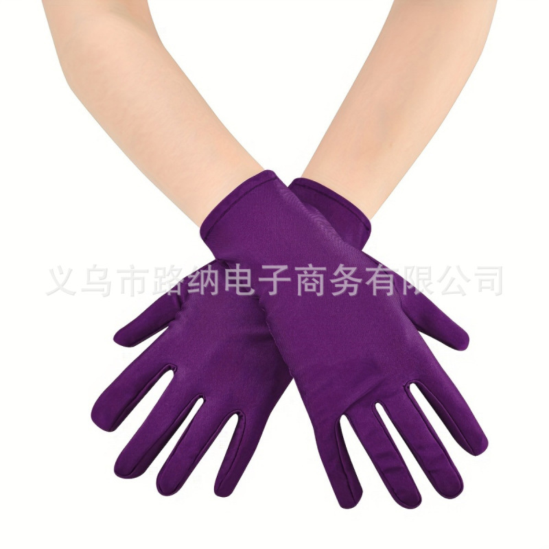 21氨纶手套夏季防晒舞会装饰透气服装拍摄写真道具简约短款手套|undefined