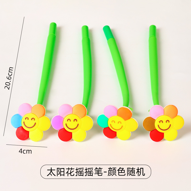 Bolígrafo oscilante girasol creativo estudiante de escuela primaria linda cara sonriente flor bolígrafo de góner de gran capacidad bolígrafo de preguntas de pincel de alto valor papelería