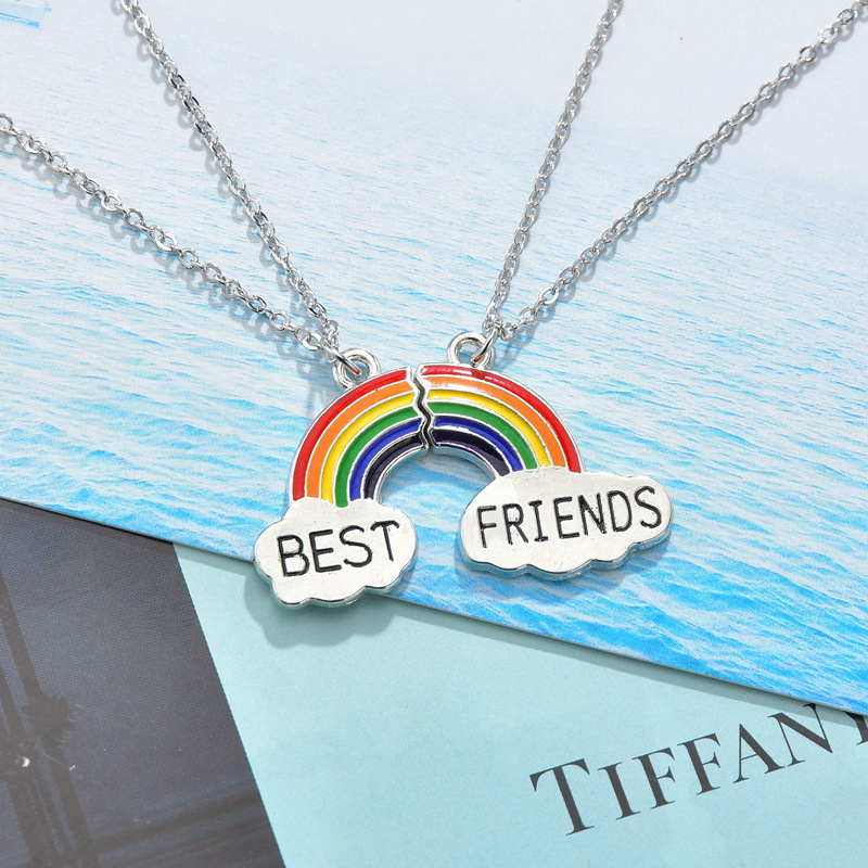 Fashion Necklace Korea Rainbow Cloud Dripping Oil Stitching Pendant Clavicle Chain Necklace display picture 4