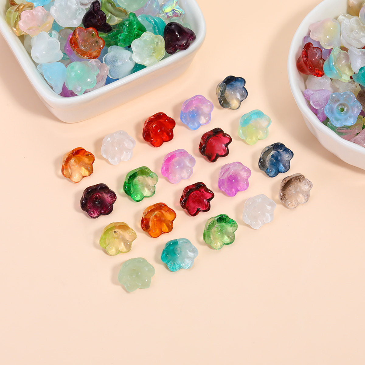 7*12mm Transparent Glass Beads Loose Beads Gradient Color Lily of the Valley Beads DIY Jewelry Accessories Handmade Beading Materials