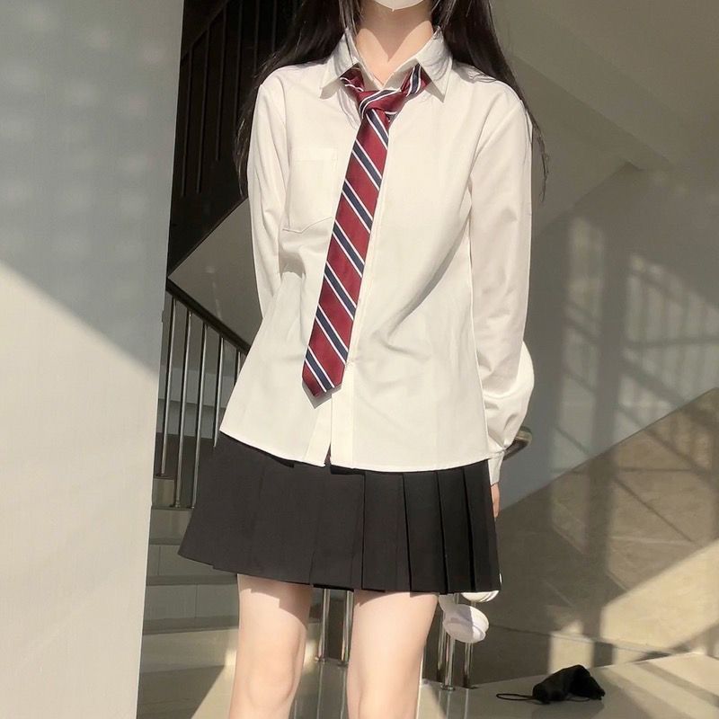 jk日系制服纯色衬衫风琴褶长短袖内搭百搭学院风打底宽松女夏批发|undefined