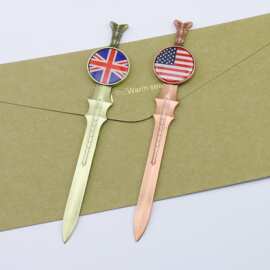 新款创意复古剑形拆信刀 金属开信刀锌合金仿金拆快递文件刀现货