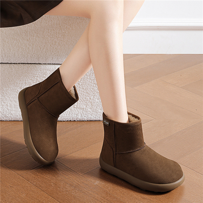 Warm, Comfortable, Fleece-lined, Casual Slip-on, Full-coverage, Thickened, 2025 Winter New Model Women's Cotton Boots With Lamb Wool_voghion.com