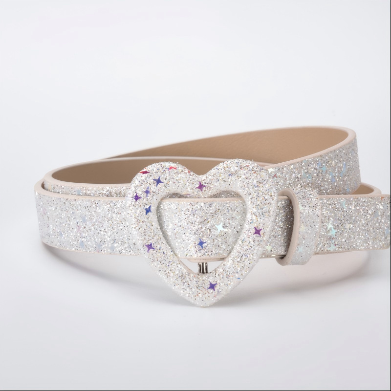 Cinturón Infantil Decorativo con Corazón de Piel de PU con Hebilla Automática para Ocio