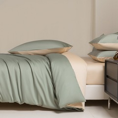 嶼川優選丨100支A類輕奢長絨棉貢緞床上四件套全棉馬卡龍拼色套件