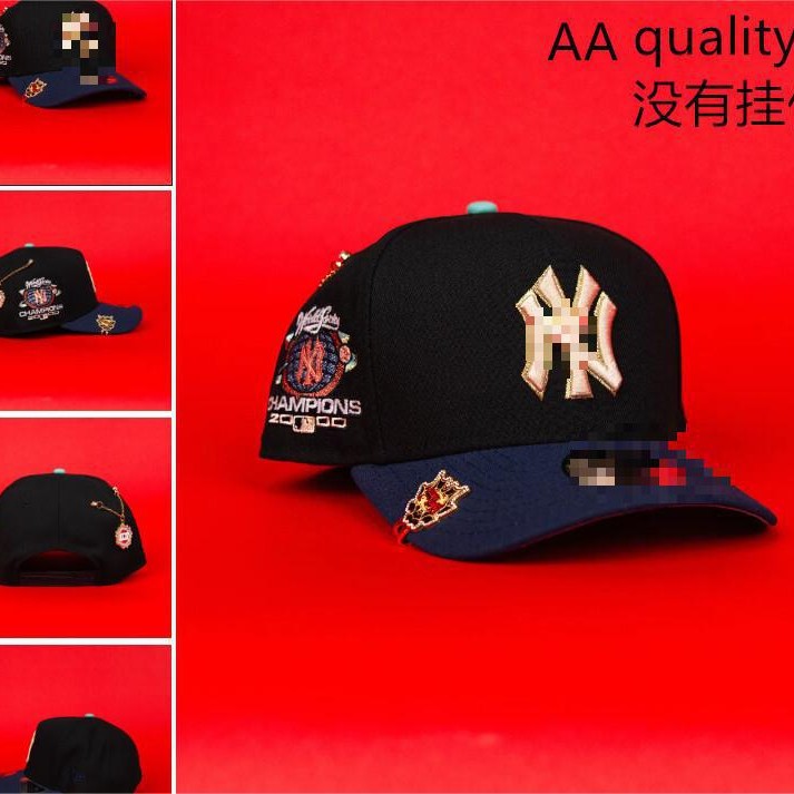Transfronterizo nuevo AA ajustable bordado sombrero de béisbol hombre y mujer con gorra de boca de pato Yankees LA una pieza de cabello
