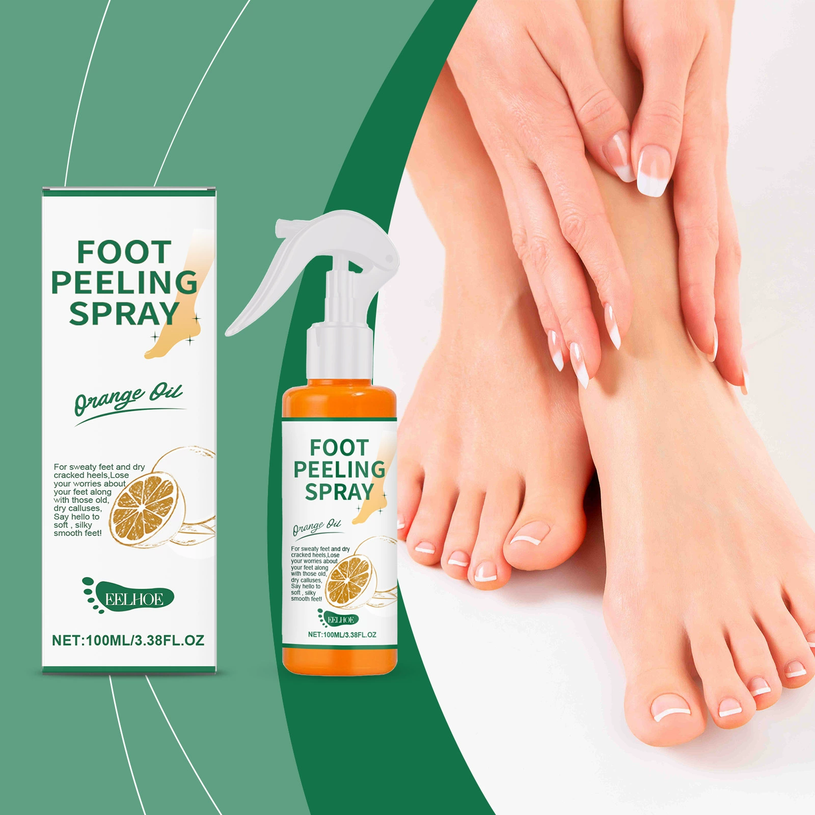 EELHOE Отшелушивающий спрей для ухода зеленый чай цитрусовый аромат стопы мозоли пятки локтя колена отшелушивающий