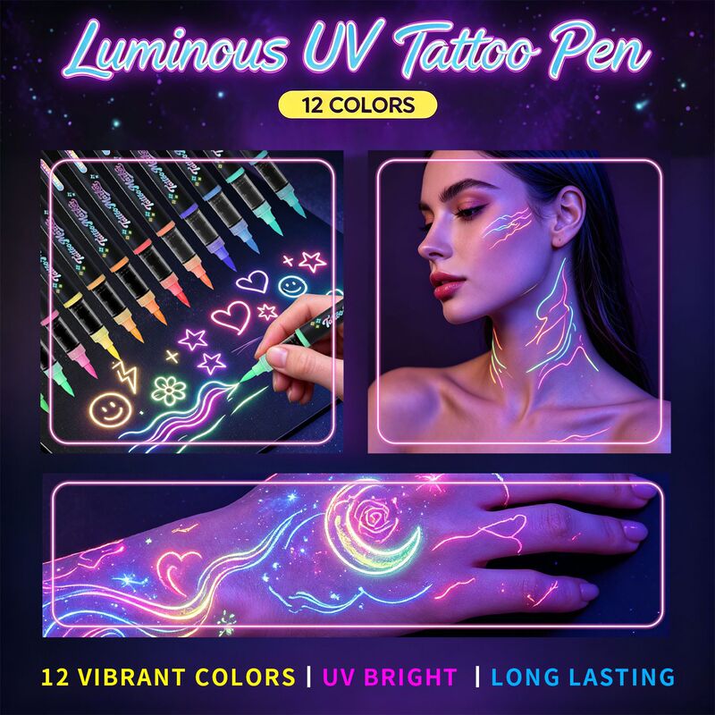 Cross-border UV glow-in-the-dark body paint pen, washable face graffiti, nightclub party atmosphere luminous acrylic marker pen Cross-border UV glow-in-the-dark body paint pen, washable face graffiti, nightclub party atmosphere luminous acrylic marker pen