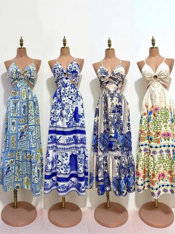 Women's Dresses欧美跨境女装亚马逊外贸连衣裙夏季女士吊带长裙|undefined