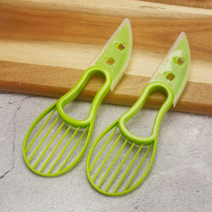 Wholesale avocado slicer pp plastic two and one meat scraper multi-function fruit cutter kitchen gadget