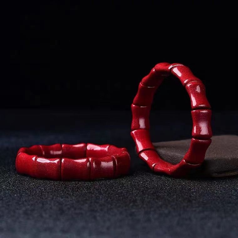硃砂竹節手牌手串男女款紫砂節節高升手鍊本命年飾品手串直播貨源