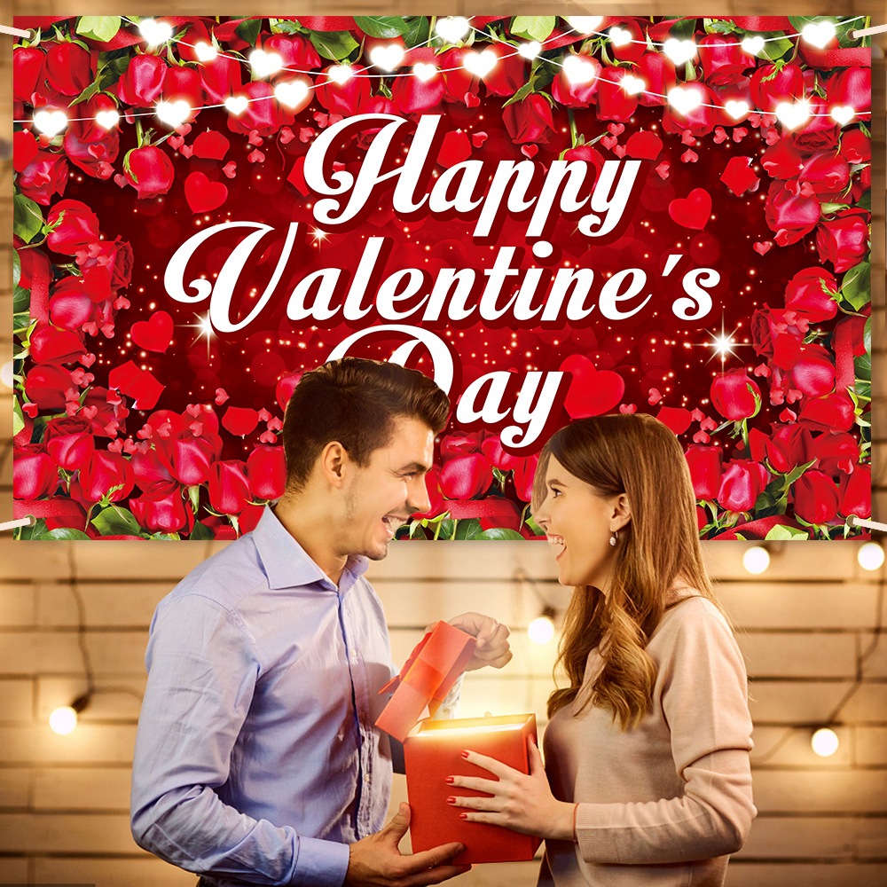 Amazon nuevo fondo del día de San Valentín decoración pancarta propuesta decoración de la boda rosa amor fondo tela foto
