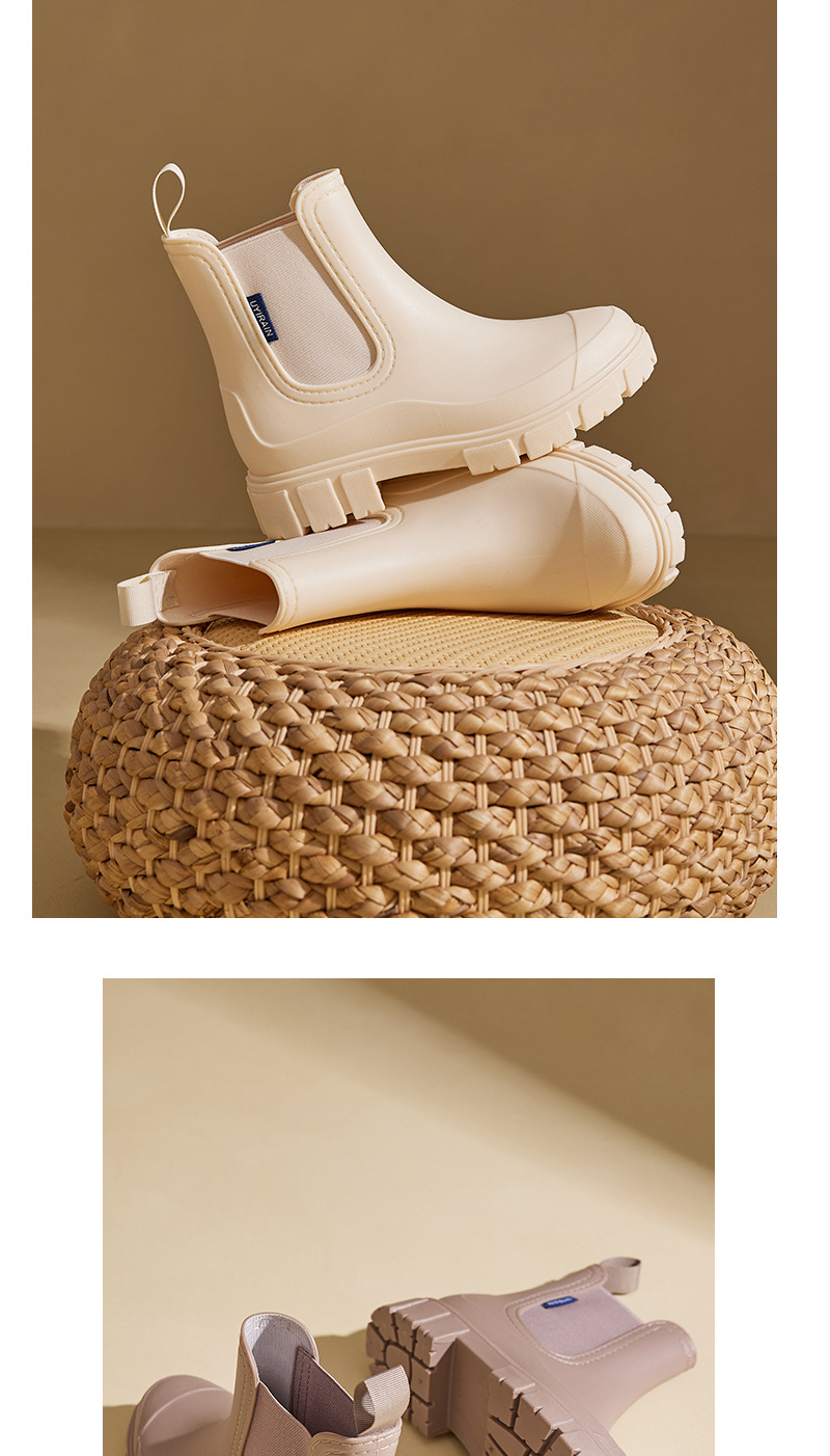 Grenzüberschreitende modische Regenstiefel für Damen, dicke Sohle, elastischer Riemen, wasserfeste, rutschfeste Gummischuhe für Küche und Haushalt_voghion.com