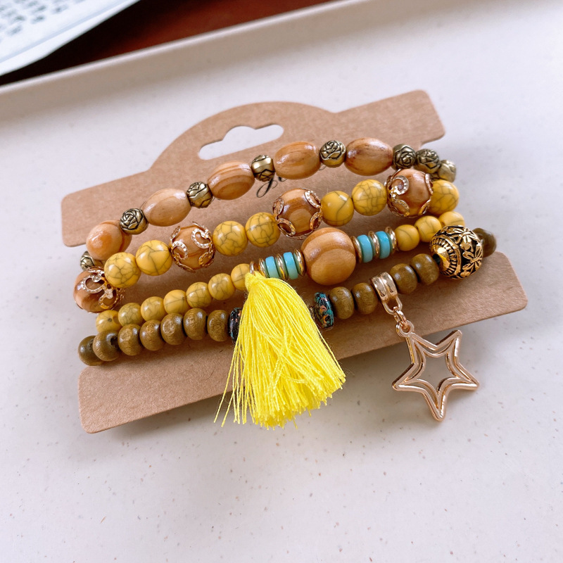 Retro Ethnic Style Geometric Alloy Wood Glass Beaded Women's Bracelets 1 Set display picture 48