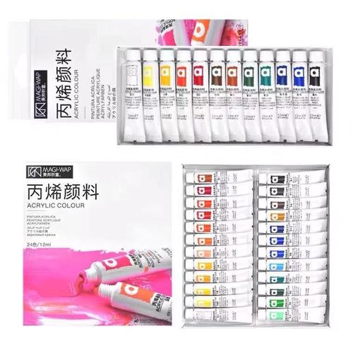 Meibanqifu tube acrylic paint 12 24 colors 12ml acrylic paint set diy creative nail art paint