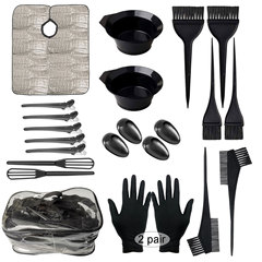 Cross-border hot-selling 22-piece hair dyeing tool set PVC bag hair salon beauty supplies hair dyeing comb hair dyeing brush 
