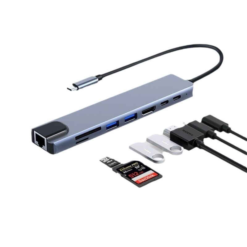タイプ c 8-in-1 拡張ドック 100M ネットワーク ポート USB-C 拡張ドック 4K USB3。 0 PD 高速充電拡張|undefined