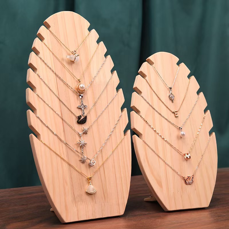 简约木质项链展示架实木首饰吊坠手链整理收纳架饰品拍摄道具