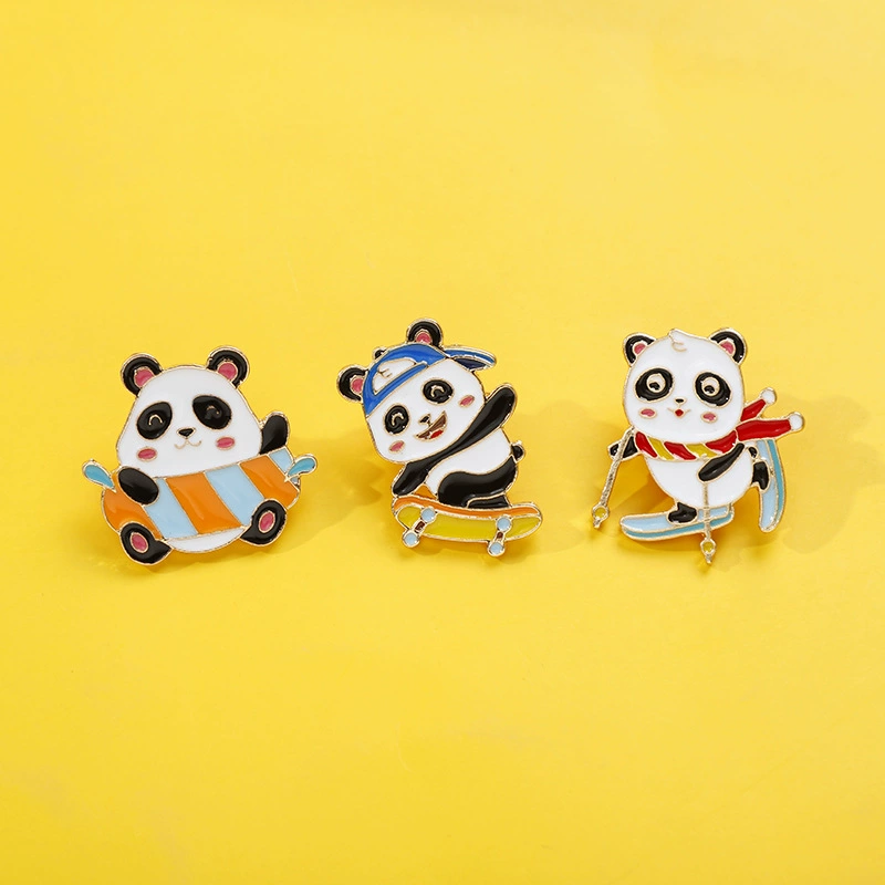Новый спортивный панда брошь мультфильм милый значок животного Ханчжоу обмен подарочные аксессуары из сплава студенческий Креатив