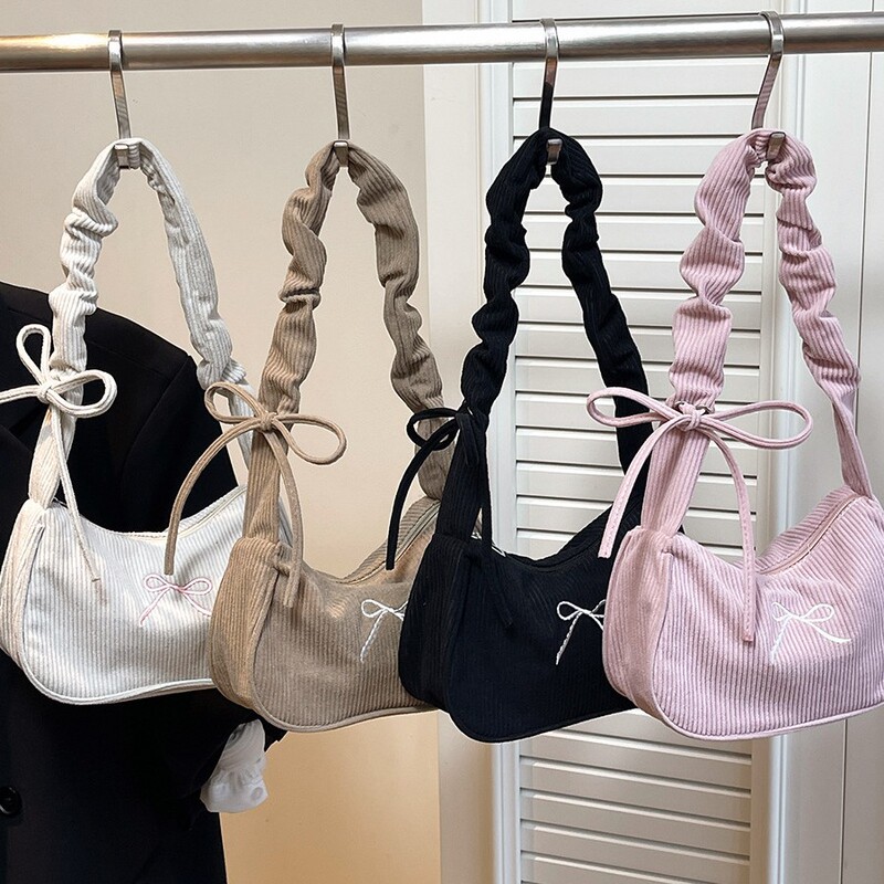 Cross-Border Trendy Solid Color Cloud Bag 2025 New Fashion Versatile Underarm Bag with Bow Print Lightweight Crossbody Bag Cross-Border Trendy Solid Color Cloud Bag 2025 New Fashion Versatile Underarm Bag with Bow Print Lightweight Crossbody Bag