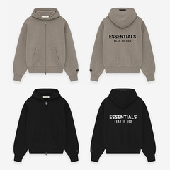 25SS ESSENTIALS美式高街小众潮牌字母秋冬加绒拉链外套卫衣男女