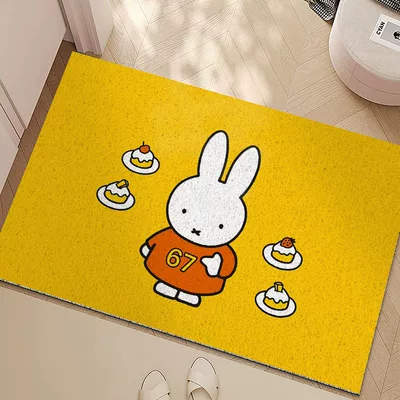 Foot Mat Avtomobil döşəmə paspasları - miffy-rabbit-fruit-cake-40x60cm-silk-circle