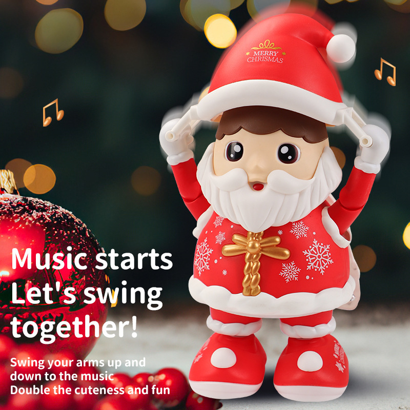 Juguetes de Santa Claus eléctricos transfronterizos con música luces oscilantes niños Navidad navideña decoración de atmósfera