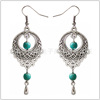 Fashionable ethnic retro silver turquoise earrings, accessory, European style, boho style, ethnic style