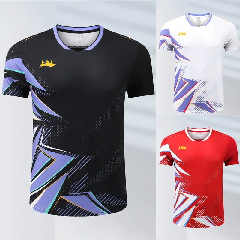 Новая одежда для бадминтона, мужские и женские топы, детская быстросохнущая одежда, спортивная одежда с короткими рукавами, дышащая тренировочная майка 389