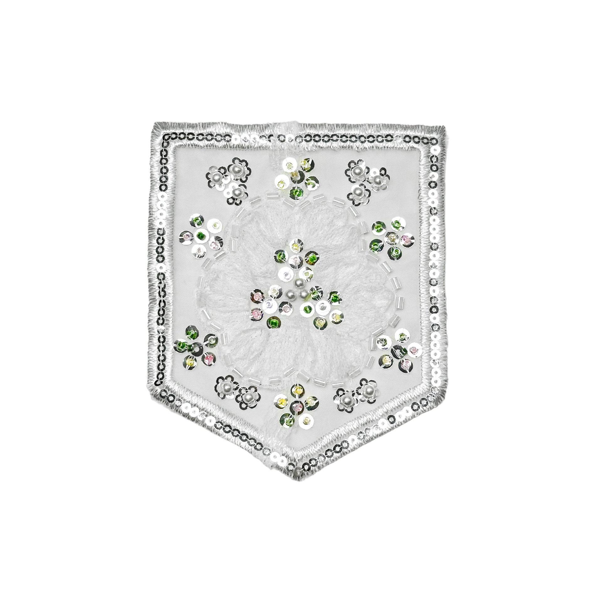 Nueva moda de agua bordada flor de tela pegada pentagonal bolsillo decoración pegada jeans ropa accesorios comercio exterior