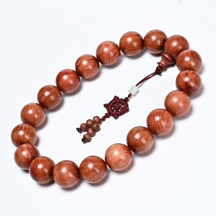 Bracelet Bouddha en perles de bois de rose de Myanmar, style décontracté, avec cordon à la main, Huanghuali_voghion.com