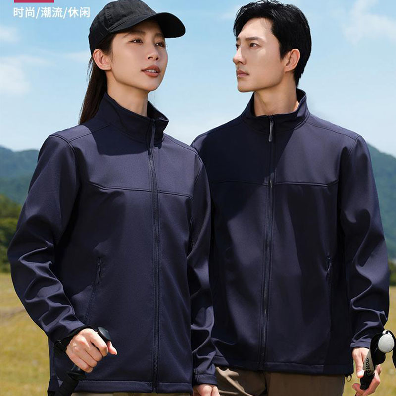 Anti-fouling Soft Shell Jacket for Men and Women Outdoor Hiking Windproof Waterproof Business Collar Jacket Printed Coat Work Clothes