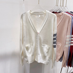 THOM BRASSY 1295TB Five-button Clear Color Cardigan Sweater Knitted V-neck Long Sleeve Jacket with Internet Celebrity