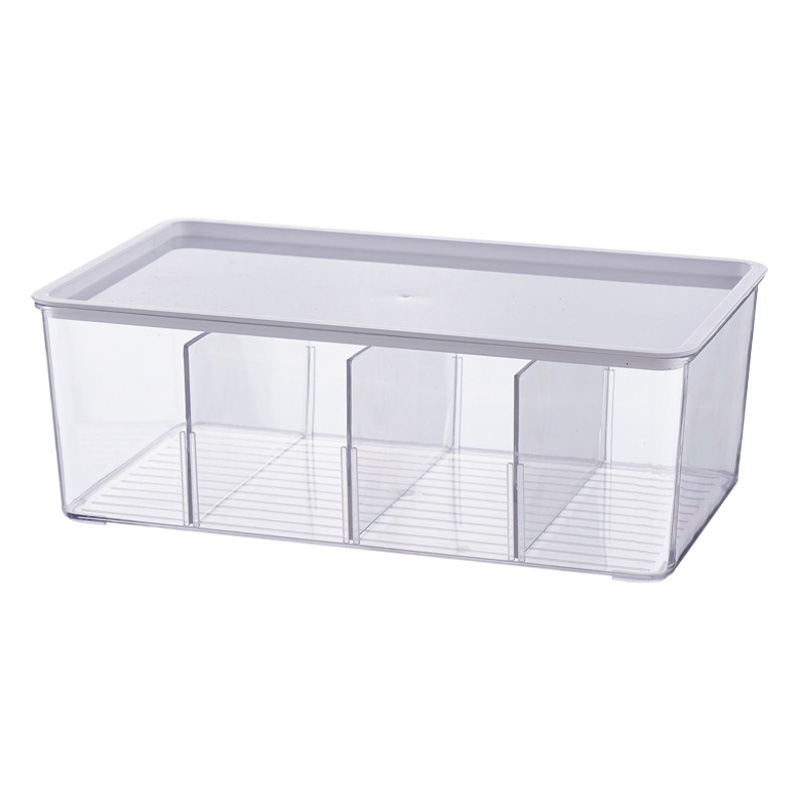 Compartimiento de escritorio transparente caja de almacenamiento de cosméticos artículos diversos multifuncionales separados caja de organización Almacenamiento de refrigerador con tapa
