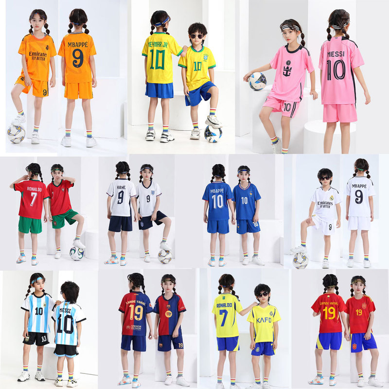 23-24-25 Primary School Student Football Uniform Messi Ronaldo Neymar Jersey Kidsren's Football Uniform Sportswear Set