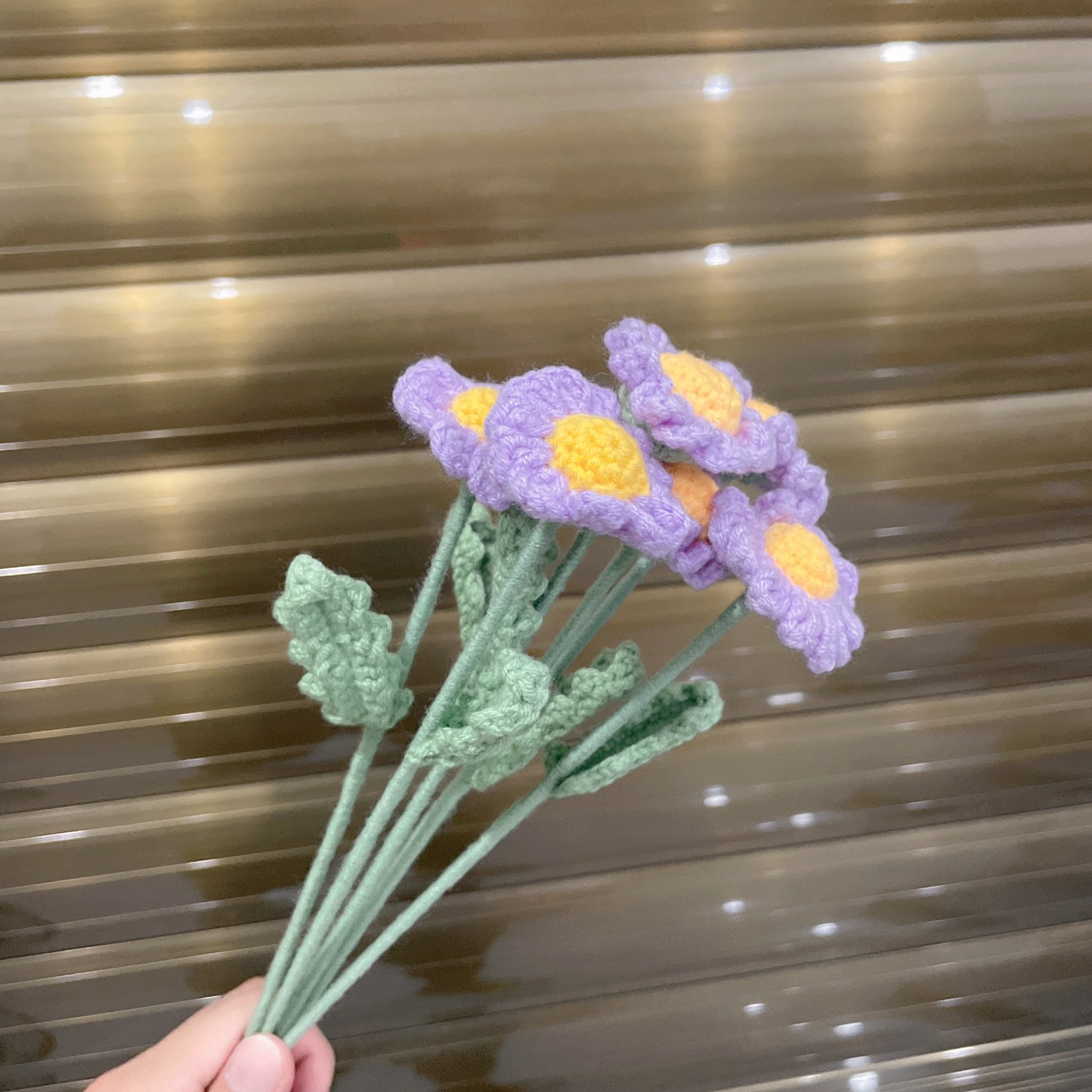 Lily tejido a mano acabado rosa Lily Tulip flor artificial lana ramo regalo