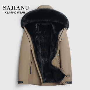 Park suit men's mink liner fur fur integrated fur mink coat short whole mink coat nylon winter